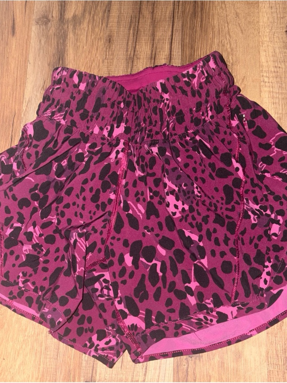 lululemon athletica Magenta Black Animal Print Athletic Shorts